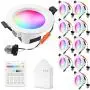 Smart LED Downlights Kit, Sumaote 10pcs 9W LED Recessed Lights WiFi & Bluetooth Smart phone Control RGBCW CCT 2700K-6500K Daylight Ceiling Lights with Smart Panel, Fits for Alexa, Google Home