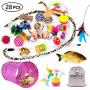 MIBOTE 28 Pcs Cat Toys Kitten Toys Assorted, Cat Tunnel Catnip Fish Feather Teaser Wand Fish Fluffy Mouse Mice Balls and Bells Toys for Cat Puppy Kitty with Storage Bag