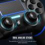 PS4 Controller ORDA Wireless Gamepad for Playstation 4/Pro/Slim/PC and Laptop with Motion Motors and Audio Function, Mini LED Indicator, USB Cable and Anti-Slip - Blue