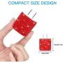SAVORI Dual USB Wall Charger, Bling Rhinestones Wall Charger Plug Power Adapter with USB 3-in-1 Multi Charging Cable Compatible with iPhone iPad Android Type C Phones (Red)