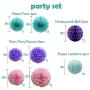 Teal Lavender Purple Pink Party Decorations 16pcs Paper Pom Poms Honeycomb Balls Blue Lanterns Tissue Fans for Wedding Birthday Baby Shower Frozen Party Supplies