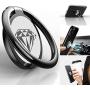 Phone Ring Holder Finger Kickstand, A-Maker 360° Rotation Metal Phone Ring Stand,Phone Ring Grip for Magnetic Car Mount Compatible with iPhone, Samsung Galaxy All Smartphone (Black)