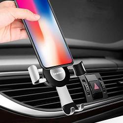 Gravity Car Phone Mount, iVoler Hands Free Auto Lock One Handed Air Vent Cradle Auto Release Cell Phone Holder One-Handed Design Compatible iPhone Xs MAX X 8 7 6 Plus Samsung S9 S8 S7 Note Sliver