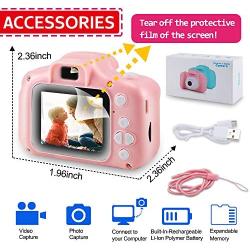 PAKESI Kids Selfie Camera, with 32GB SD Card,Best Birthday Gifts for Girls Age 3-9, HD Digital Video Cameras for Toddler-Pink