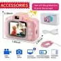 PAKESI Kids Selfie Camera, with 32GB SD Card,Best Birthday Gifts for Girls Age 3-9, HD Digital Video Cameras for Toddler-Pink