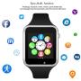 Padgene Bluetooth Smartwatch,Touchscreen Wrist Smart Phone Watch Sports Fitness Tracker with SIM SD Card Slot Camera Pedometer Compatible with iPhone iOS Android for Kids Men Women (Black Silver)