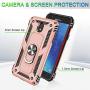 Jshru Galaxy J7 2018/J7 Aero/J7 Top/J7 Crown/J7 Aura/J7 Refine/J7 Eon Case with Tempered Glass Screen Protector [2Pack], Ring Car Mount Kickstand Phone Case for Samsung J7 Star Rose Gold