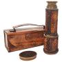 Brass Nautical - Antique Working Telescope/Spyglass Replica in Leather Box, with Glass Optics, Extendable to 14 inches, Made of Pure Brass, Decorative Kids Scope