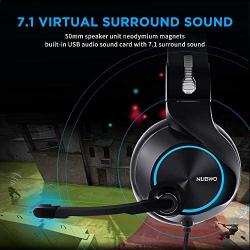 NUBWO N11U USB Gaming Headset with 7.1 Surround Sound Stereo, USB Headphones with Noise Canceling Mic & RGB Light, Compatible with PC, PS4 Console, Laptop