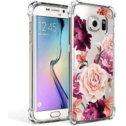 Galaxy S7 Edge Case for Girls Women Clear with Flowers Design Shockproof Protective Cell Phone Cases for Samsung Galaxy S7 Edge 5.5 Inch Cute Floral Pattern Print Flexible Slim Fit Bumper Rubber Cover