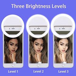 Selfie Light for iPhone & Android，LVYOUIF Portable Clip on Ring Selfie Light Flash with 36 Rechargeable LED for Phone Laptop iPad Photography Camera Video Girls Makeup(White)