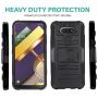 CasemartUSA Phone Case for [LG Premier Pro Plus (L455DL)], [Refined Series][Black] Cover with Kickstand & Holster for LG Premier Pro Plus (Tracfone, Simple Mobile, Straight Talk, Total Wireless)