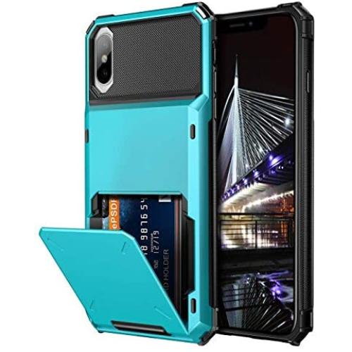 Vofolen Case for iPhone Xs Max Case Wallet ID Slot Credit Card Holder Scratch Resistant Dual Layer Protective Bumper Rugged TPU Rubber Armor Hard Shell Case Cover for iPhone Xs Max 10S Max Light Blue