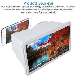 Mobile Phone Screen Magnifier, Universal 12 Inch Mobile Phone 3D Retractable Amplifier Screen Magnifier, Retractable High Definition Screen Amplifier Enlarged Expander(White)