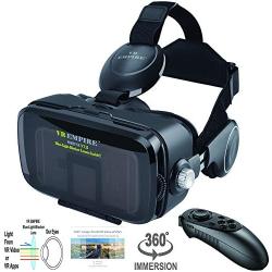 VR Headset Virtual Reality Headset 3D Glasses with 120°FOV, Anti-Blue-Light Lenses, Stereo Headset, for All Smartphones with Length Below 6.3 inch Such as iPhone & Samsung HTC HP LG etc.