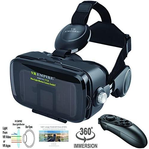 VR Headset Virtual Reality Headset 3D Glasses with 120°FOV, Anti-Blue-Light Lenses, Stereo Headset, for All Smartphones with Length Below 6.3 inch Such as iPhone & Samsung HTC HP LG etc. VR Headset Virtual Reality Headset 3D Glasses with 120°FOV, Anti-Blue-Light Lenses, Stereo Headset, for All Smartphones with Length Below 6.3 inch Such as iPhone & Samsung HTC HP LG etc.