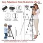 57 inch Phone Tripod, Lightweight Tripod Aluminum Portable Smartphone Tripod with Phone Holder & Remote Shutter and Carry Bag for Travel & Video Shooting - Black