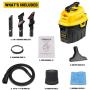 Stanley 3 Gallon Wet Dry Vacuum, 3 Peak HP Poly 2 in 1 Shop Vac with Powerful Suction, Multifunctional Shop Vacuum Car Vacuum W/ 3 Horsepower Motor for Auto Detailing, Tight Space Garage,Van,Vehicle