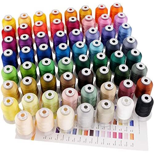 New brothreads 63 Brother Colors Polyester Embroidery Machine Thread Kit 500M (550Y) Each Spool for Brother Babylock Janome Singer Pfaff Husqvarna Bernina Embroidery and Sewing Machines