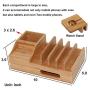 Bamboo USB Charging Stations for Multiple Devices with 5 Port USB Charger, 5 Charge Cable, Watch Stand. Wood Desk Storage Organizer Holder Compatible with iPhone, iPad, Cell Phone, Tablet, Kindle