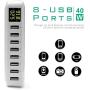 Multi USB Charger Charging Station, slitinto 8-Port USB Charger Station with LCD Display, Desktop USB Station Compatible iPhone X / 8/7 / 7Plus / 6s / 6Plus, iPad, Samsung Galaxy/Note and More