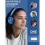 Vogek On Ear Headphones with Mic, Stereo Bass Fold-Flat Headset, Wired Portable Earphones with Microphone, Adjustable Headband and 1.5M Tangle Free Cord for Kids Students Teens Adults, Blue