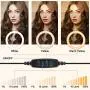Ring Light 10" with Desk Tripod Stand Phone Holder Desktop Ringlight 3 Light Modes 10 Brightness Level for Live Streaming YouTube Video Dimmable Desktop Makeup Photography Shooting (10 inch)