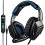 Stereo Gaming Headset PS4 Xbox One S, SADES SA920PLUS Noise Cancelling Over Ear Headphones with Mic, Bass, Soft Memory Earmuffs for PC Laptop Mac Nintendo Switch Games Mobile(Black Blue)