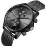 GOLDEN HOUR Mens Watches Fashion Sport Quartz Analog Black Mesh Stainless Steel Waterproof Chronograph Wrist Watch, Auto Date in Blue/Red/Gold Hands