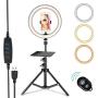 10.2" Selfie Ring Light with Tripod Stand, 26.77 to 62.99 Extendable, 3 Colors Dimmable with 160 LED, 3200-5800K Ra>90, Phone Holder, Rack, Remote Control, Compatible iPhone and Android, Video