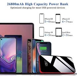 Todamay Power Bank 26800mAh Portable Charger High Capacity External Phone Battery Pack LCD Display C Input, 2 Outputs Ultra Compact Quick Charge Power Banks for iPhone,Samsung Android etc. Red 2020