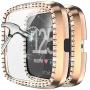 Landhoo Rose Gold Hard Case Compatible with Fitbit Versa 2 Screen Protector Bling, PC case That Have Clarity PMMA Screen Protector and Shiny Diamond Bumper Overall Protective Cover for Women Watch.