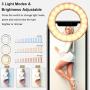 Selfie Ring Light 3 Light Modes, Clip On Phone Camera Selfie LED Fill Light Rechargeable, Adjustable Brightness Selfie Circle Light Compatible for iPhone, iPad, Android, Tablet, Laptop