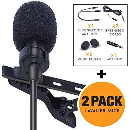 SoLID (TM) Lavalier Lapel Microphone 2 Pack Complete Set Omnidirectional Mic for Desktop PC Computer, Mac, Smartphone, iPhone, GoPro, DSLR, Camcorder for Podcast, YouTube, Vlogging, and DJs