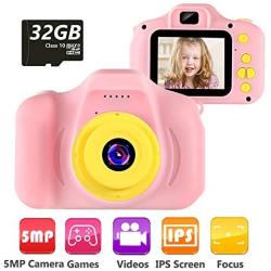 VATENIC Kids Camera Children Digital Cameras for Girls Toys 1080P 2 Inch Toddler Video Best Birthday Gift for 3-10 Year Old Girls with 32GB SD Card (Pink)