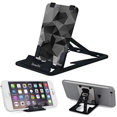 Pocket-Size Slim-Pro Stand by Amusent, Ultra Slim Portable Phone Stand, Foldable Kickstand, Sturdy, Adjustable, Multi-Angled, Compatible w/iPhone, Smartphones & Tablets