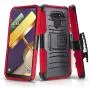 CasemartUSA Phone Case for [LG Premier Pro Plus (L455DL)], [Refined Series][Red] Cover with Kickstand & Holster for LG Premier Pro Plus (Tracfone, Simple Mobile, Straight Talk, Total Wireless)