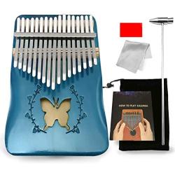 Kalimba，Thumb Piano，17Key Portable Well Made Musical Instrument,Great Gift For Kids Adult Beginners Blue Butterfly (BLUE)