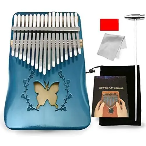 Kalimba,Thumb Piano,17Key Portable Well Made Musical Instrument,Great Gift For Kids Adult Beginners Blue Butterfly (BLUE) Kalimba,Thumb Piano,17Key Portable Well Made Musical Instrument,Great Gift For Kids Adult Beginners Blue Butterfly (BLUE)