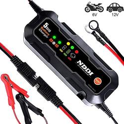 NDDI Automatic Battery Charger, 6V-12V 5000mA Quick Smart Trickle Battery Charger for Motorcycle Car Boat Lawn Mower(5A)