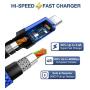JSAUX USB C to C Cable 60W, 3-Pack [10ft+6.6ft+3.3ft ] Type C Fast Charging Cord Charger Compatible with Samsung Galaxy S20 Ultra Plus S20+ Note 10 10+ A80, Google Pixel 4 3 2 XL iPad Pro 2018 -Blue