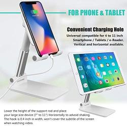 Cell Phone Stand for Desk, Fully Foldable Adjustable Desktop Phone Holder Compatible with iPhone 11 Pro XS Max XR 8 7 6S Plus, Samsung S20+ Note10, Tablets, Charging Accessories