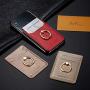 TOPWOOZU Phone Card Holder with Ring Grip for Back of Phone,Adhesive Stick-on Credit Card Wallet Pocket for iPhone,Android and Smartphones (Red)
