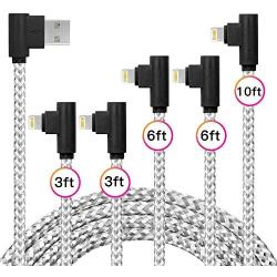 iPhone Charger Cable (5 Pack, 3FT/6FT/10FT) - MFi Certified - Fast iPhone Charging Cable Long Cord Compatible iPhone XS/Max/XR/X/8/8 Plus/7/7 Plus/6/6 Plus/6S/6S Plus More (Gray White)