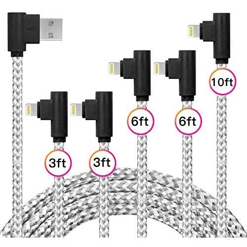 iPhone Charger Cable (5 Pack, 3FT/6FT/10FT) - MFi Certified - Fast iPhone Charging Cable Long Cord Compatible iPhone XS/Max/XR/X/8/8 Plus/7/7 Plus/6/6 Plus/6S/6S Plus More (Gray White)