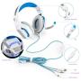 White Gaming Headset for Xbox One,PS4,PC,Laptop,Tablet with Mic,Pro Over Ear Headphones,Two Free 3.5mm Y Splitter,Noise Canceling,USB Led Light,Stereo Bass Surround for Kids,Mac,Smartphones