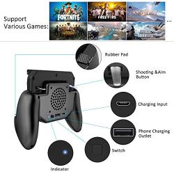 Mobile Game Controller for PUBG Controller with Portable Charger Cooling Fan Mobile Controller for PUBG Gamepad L1R1 Trigger Joystick Adjustable Size 4 in 1 Gamepad for Smart Phone Android & iOS Phone