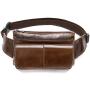 NKns Gifts for Men Leather Retro Mens Pockets Cross-Section Multi-Function Mobile Phone Bag Purse Oil Wax Leather Chest Bag