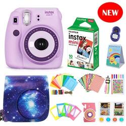 Fujifilm Instax Mini 9 Camera + Fujifilm Instax Mini Camera + Camera Instax Mini 9 Purple+ Instax Mini 9 Case + Instax Accessories Kit Bundle, Instant Camera Gift Sets - Light Purple