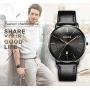 Mens Wirst Watch - Classic Fashion Minimalist Dial - Stainless Steel Case - Breathable Leather Strap - Waterproof Casual Quartz Wristwatches for Male